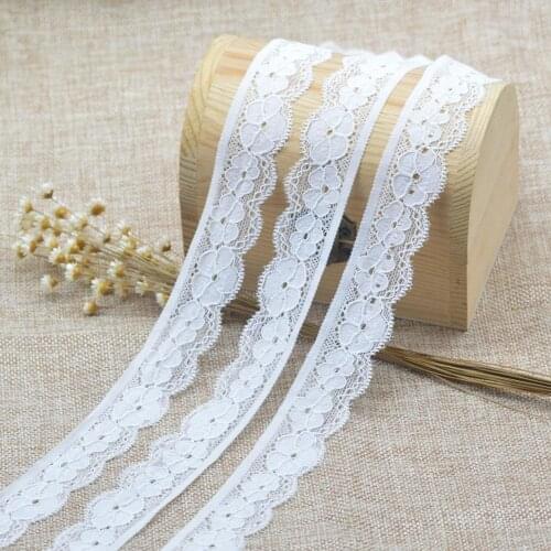 KALASO 5Yards Lucky Clover White Elastic Lace Trim Ribbon Sewing Fabric DIY Crafts Supplies Wedding Decoration Accessories