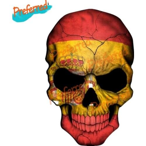 Creative SKULL FLAG SPANISHDecal Motocross Racing Laptop Helmet Trunk Wall Vinyl Car Sticker Die Cutting