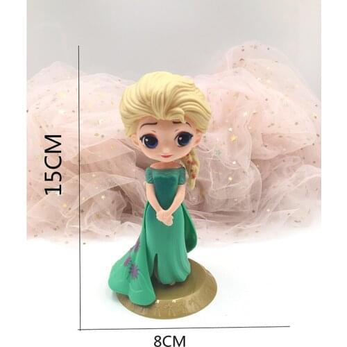 DISNEY Q posket Princess Doll Frozen Elsa Figure toys dolls toys Cake decor birthday party Collectible Model Kids Toys