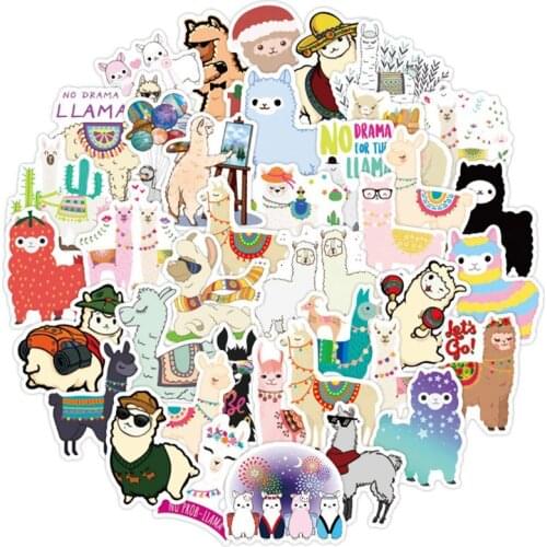 Llama Cactus Stickers Waterproof Sticker Kawaii Cartoon Camel Sheep Animal Stickers for Kids Scrapbooking Bike Car Decals