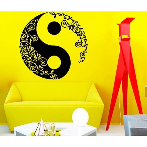 Mandala Circle In Yin Yang Yoga Studio Vinyl Wall Stickers Home Livingroom Religious Series Decor Art Designed Murals D175B