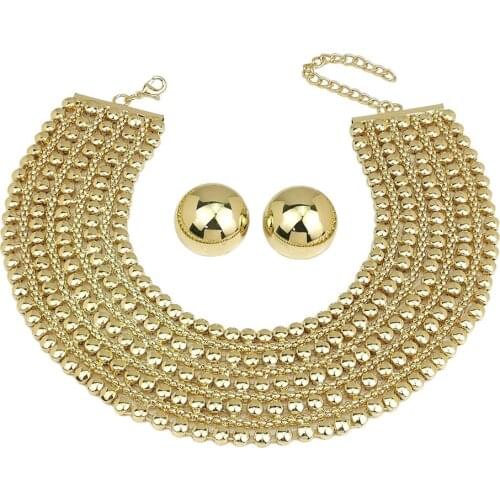 MANILAI African Jewelry Sets For Women Gold Color Indian Statement Necklaces Set With Earrings Jewelry Metal Torques Punk Choker