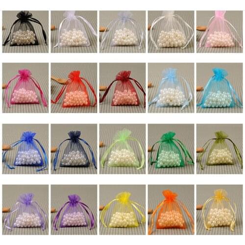 Bolsas De Regalo Drawable Organza Bags 7x9 9x12 10x15 cm 50pcs organizador de joyas Wedding Decoration Gift Bag Christmas 5Z