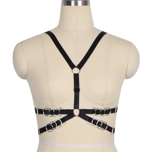 2016 NewWomens bra black body harness sexy lingerie spandex harajuku pastel gothic cage bra bondage harness bra