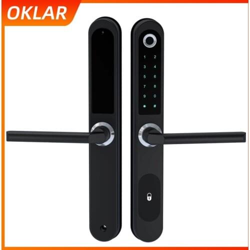 OKLAR 2021 New High Quality Straight Handle Electric Safety Security Intelligent Lock Fingerprint Door Locks Smart Locks