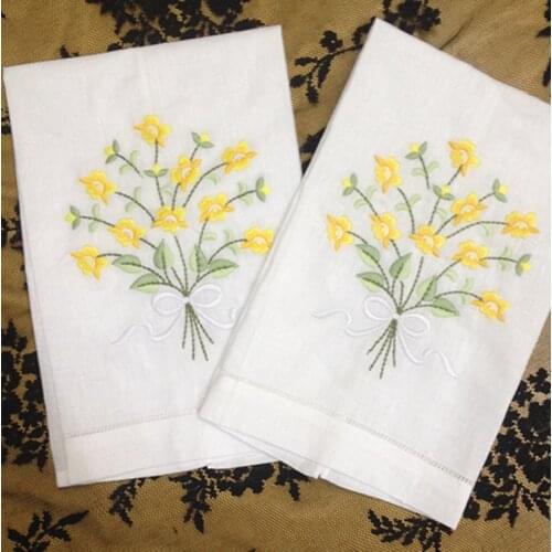 Novelty Unisex Handkerchiefs 12PCS/Lot 14"x21"Linen Vintage Holiday Handkerchief Towels Embroidered Floral Hankies For Occasions