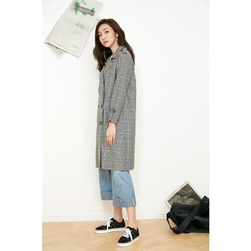 Autumn New High Fashion Brand Woman Classic Double Breasted Trench Coat Female Plaid Windbreaker Business Outerwear Abrigos