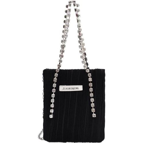 Luxury Diamonds Mini Handbag Fashion Pleated Silk corduroy Crossbody Bag for Women Shoulder Messenger Bag Female