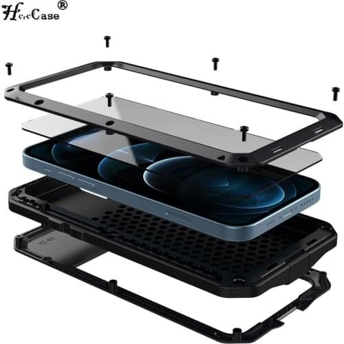 Luxury Tempered Glass+Full Protective Shockproof Cover For iPhone 12 Pro Max iPhone12 Mini SE 2020 Doom Armor Metal Case Shell