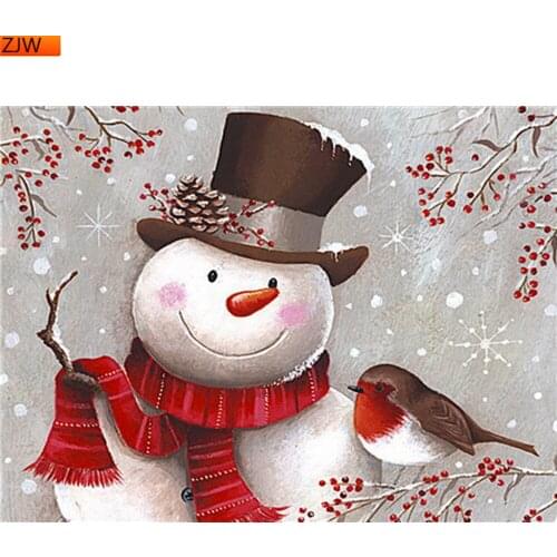 Christmas 5D Diamond Painting Full Drill Round Snowman Diamond Embroidery Mosaic Cartoon Cross Stitch Kits Home Decor
