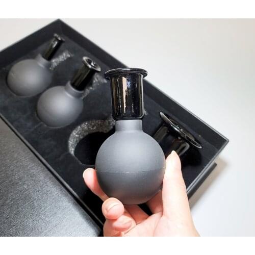 Hand Squeeze Black White Facial Cosmetic Jar Facial Cosmetic Cupping Cup Vacuum Suction Cupping