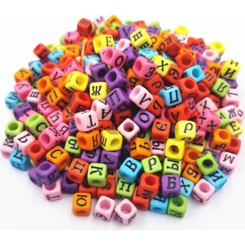 100 Pcs/Lot Acrylic Russian Letter DIY Loose Beads For Necklace Bracelet Hot Sale Flat/Square Wholes