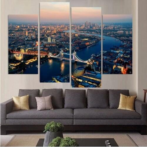 Modern City Night Landscape Home Decorative Art Picture Paint Canvas Painting Unframed