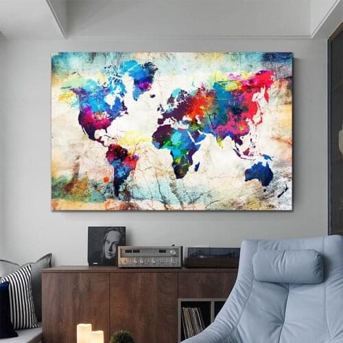 Modern Canvas Wall Art Abstract WorldMap Home Decoration Posters Prints Printed Giclee Photo Printing Vintage Prints no frame