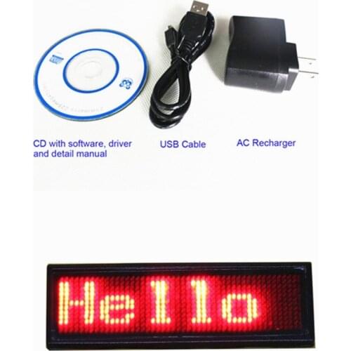 11 x 44 pixels Red Color LED Name Badge Programmable Message Sign Board Support Arabic etc Multinational language