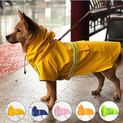 Reflective Dog Raincoat Waterproof Pet Clothes Outdoor Coat Rain Jacket For Small Medium Large Dogs