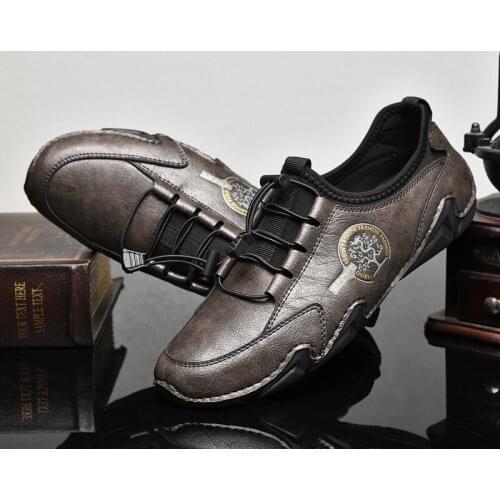 Genuine Leather Retro Mens Walking Shoes Male Flats Loafers Man Outdoor Sneakers MensDriving Shoes Moccasins Zapatos Hombres