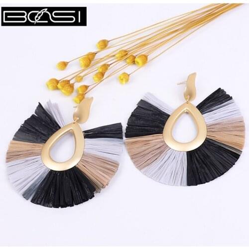 Rattan Tassel Earrings Women Boho Earrings Fashion Jewelry Drop Earrings kpop Earring Accesorios Earings Wholesale Pendientes