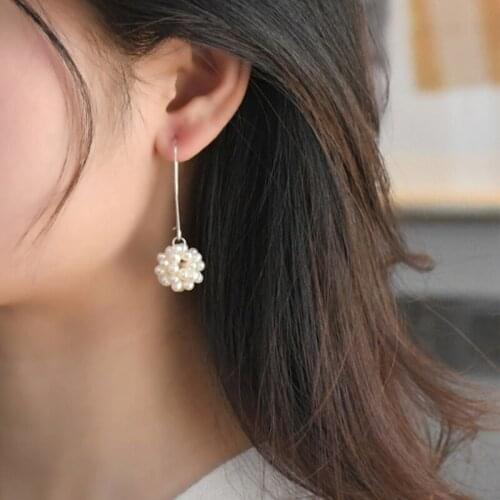 ASHIQI 2021 New 925 Sterling Silver Drop Earrings for Women Natural Freshwater Pearl Vintage Fashion Ball Jewelry