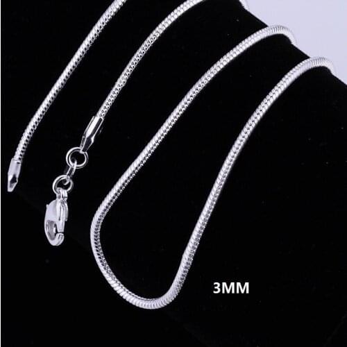 Wholesale 925 sterling silver fashion trend necklace 3MM snake bone chain with chain 16/18/20/22/24 inch ladies party jewelry