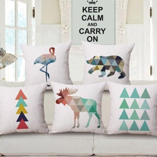 ZXZXOON Geometric Home Textile Animals Deer Elephant Flamingo Decorative Throw Pillow Case Cover Polyester Cushion Cover