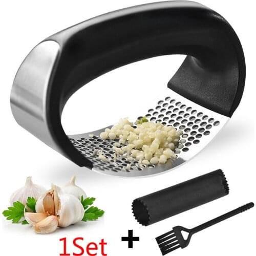 1set Stainless Garlic Press Household Manual Garlic Press Device Kitchen Press Squeezer Ginger Garlic Tools Kitchen Accessories