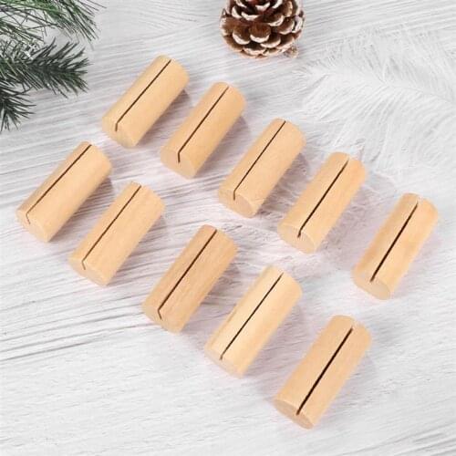 10pcs Business Card Holder Wooden Cylindrical Shaped Photo Stand Picture Holder Handmade Memo Holder