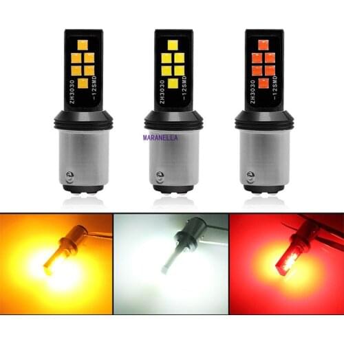 1X S25 1156 BA15S P21W 1157 BAY15D P21/5W 7443 3157 Canbus Car Turn Signal light 3030 12SMD Auto Brake Lamp Super Bright WHITE