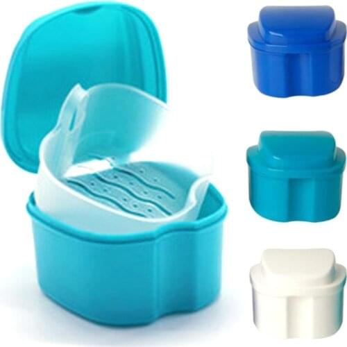 2Pcs Denture Bath Case False Teeth Storage Box Cup with Strainer Basket Artificial Tooth Retainer Holder Organizer Container