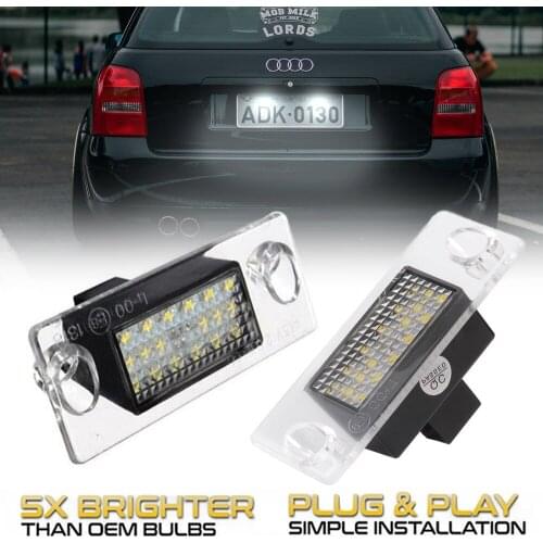 2Pcs For Audi A4/S4 B5 Avant 1994-1999 Audi A3 8L1 S3 1996-2000 High brightness White LED License Plate Light Number Plate Lamps