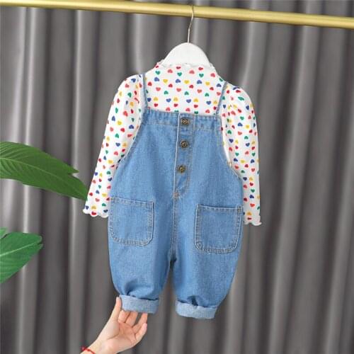 Toddler Infant Clothing Sets 2pcs Suit Baby Girls Love T Shirt Jeans Kids Outdoor Casual Sportswear Children Clothes Outfit Sets