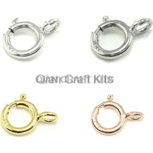300pcs Brass Spring Rings mix color 6mm Silver gold plated mixed Springring Clasps Necklace Bracelet Components