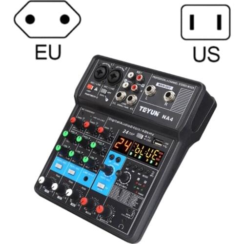 4-channel Multi-purpose Audio Mixer Bluetooth-compatible Record USB Playback Sound Card Support MP3 USB 24DSP T84C