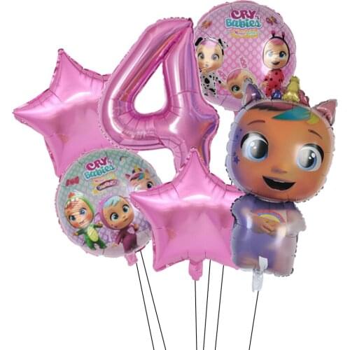 6pcs Cry baby Balloons Set 32inch Number balloon Birthday Party Supplies Baby Shower Princess Theme party Decoration Globos