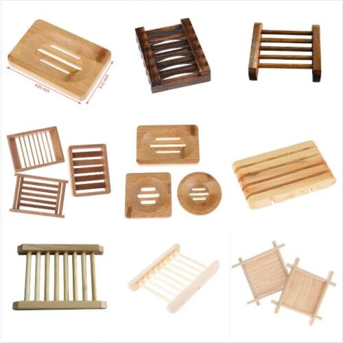 8Styles Natural Carbide Wood Soap Dish Wooden Soap Container Travel Wood Soap Box Shower Plate Bathroom Soap Holder