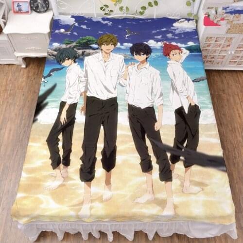 Anime Free! - Iwatobi Swim Club characters cool boy Nanase Haruka & Rin Matsuoka bed sheet & blanket summer quilt 150x200cm