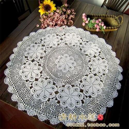 Free shipping 2017 new design cotton crochet lace tea tablecloth round table cover for wedding towel overly with flowers home