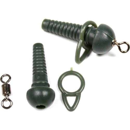 Bimoo 10PCS Green Tadpole Multi Bead with Swivel & Sinker Hold Loop Carp Fishing Hair Rig Terminal Accessories