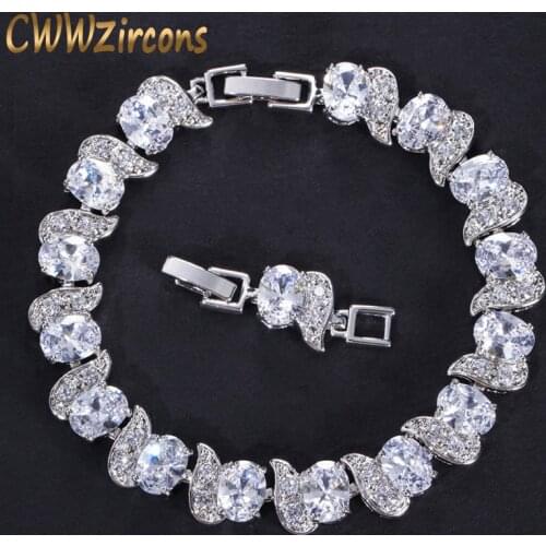 CWWZircons Top Quality Stunning CZ Women Fashion Jewelry Clear White Cubic Zirconia Stone Bracelet for Ladies Gift CB176
