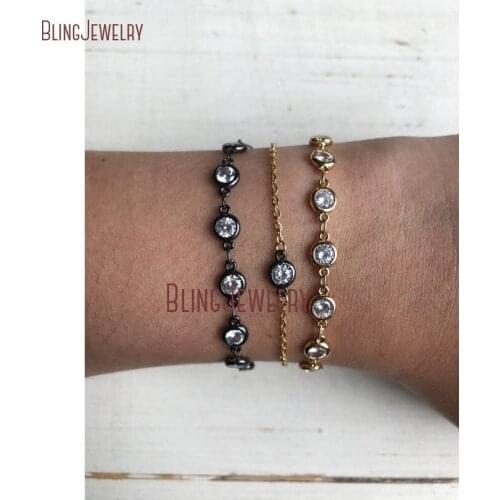 Gold and Gunmetal Crystal Chain Bracelets BM19948