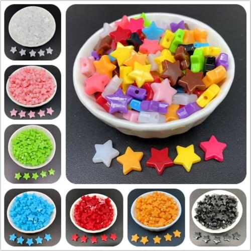 50pcs/Lot 11mm Acrylic Spacer Beads Five-pointed Star Shape Beads For Jewelry Making DIY Bracelet Necklace Pendant Making