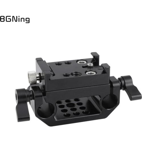 BGNing Quick Release Adapter Baseplate Rail Sliding Mount Plate With 15mm Dual Rod Clamp DSLR Camera Follow Focus Support System