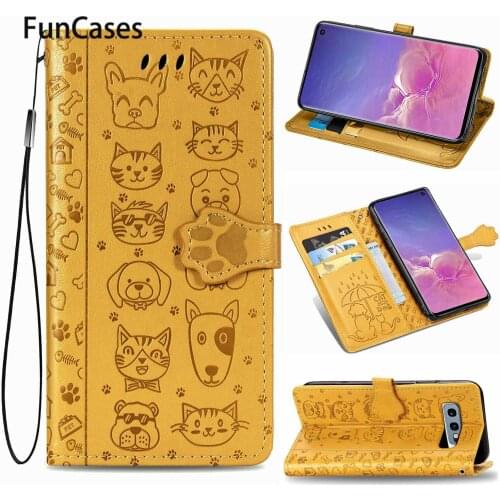 Cat Cases For hoesje Samsung S10 Plus sFor Samsung Galaxy carcaso S10E S10 Lite Positivo PU Leather Flip Phone Bag Case galaxie