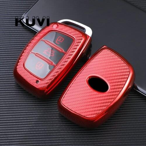 Carbon Fiber TPU Car Key Cover Case Skin Protective Shell Holder for Hyundai IX35 Avante Mistra ELANTRA Santafe Tucson Smart Key