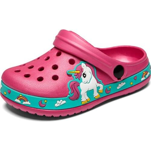 Children Clogs Shoes Summer Clogs Unicorn Beach Sandals Kids Garden Shoes Boy Girl Soft Non Slip Indoor Outdoor Toddler Slippers
