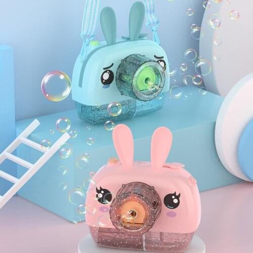 Kids Rabbit Elk Camera Light Music Electric Automatic Bubble Blower Machine Toy