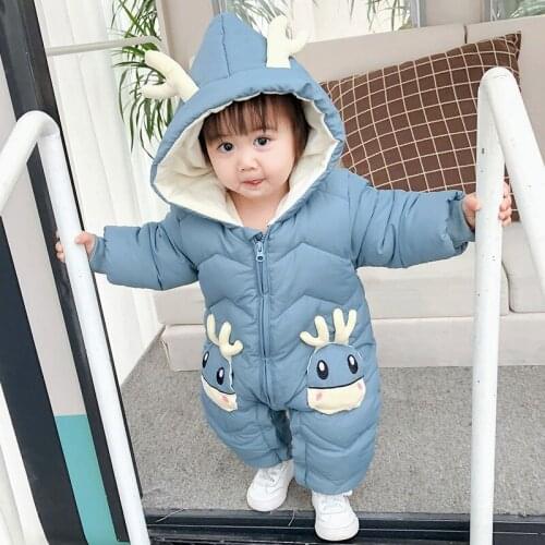 0-2 Years Newborn Baby Winter Snowsuit Kids Baby Girls Boys Thicken Warm Jumpsuit Lovely Cartoons Toddler Costume Children Coat