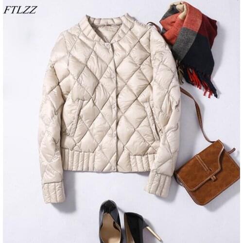 FTLZZ 2021 Autumn 90% Down Jackets Ultra Light Duck Down Coat Short Puffer Winter Warm Casual Parkas Windproof Outwear