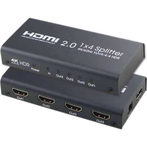 HDMI 2.0 Splitter 4 Way 4K@60Hz YUV 4:4:4 HDR 1 In 4 Out HDMI Distribution Switcher For Xbox One PS4 Blu-ray Player HDTV