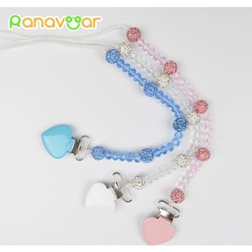 Crystal Baby Pacifier Clips Soother Holder Anti Folder Pacifier Clip Chain Dummy Nipple Holder Baby Feeding Accessories
